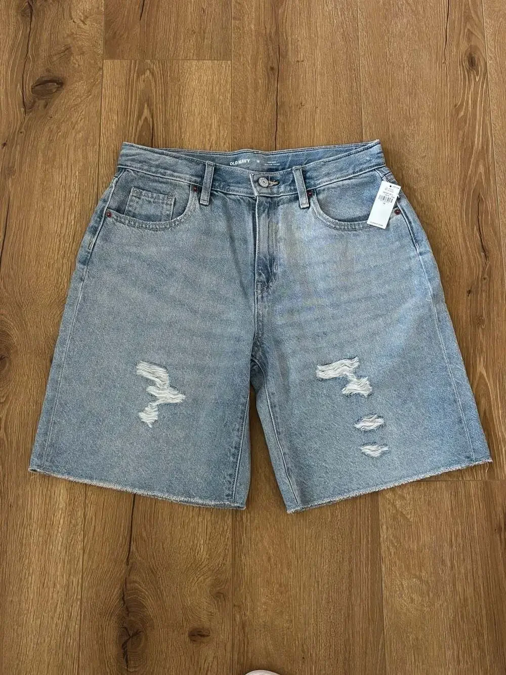 Old Navy Girls Mid-Rise Built-In Tough Distressed Denim Bermuda Shorts Size 18